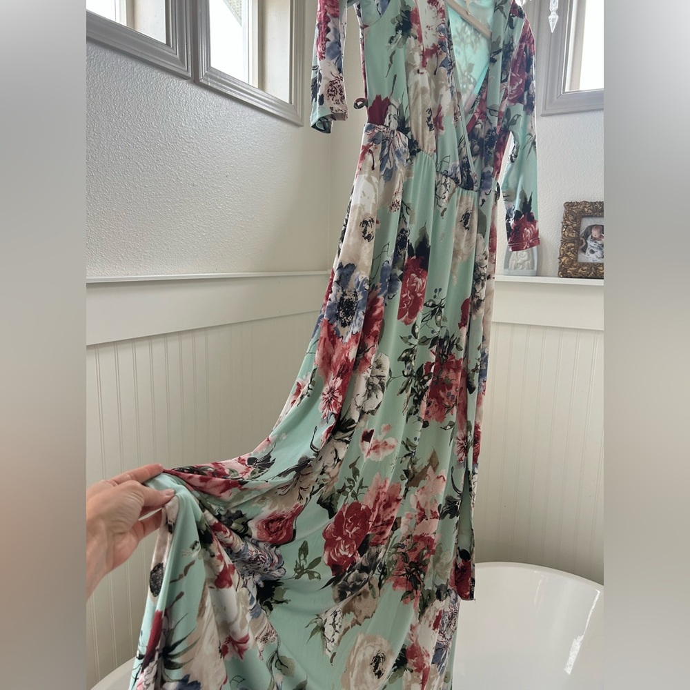 Pink Blush Wrap style floral Maxi Dress
